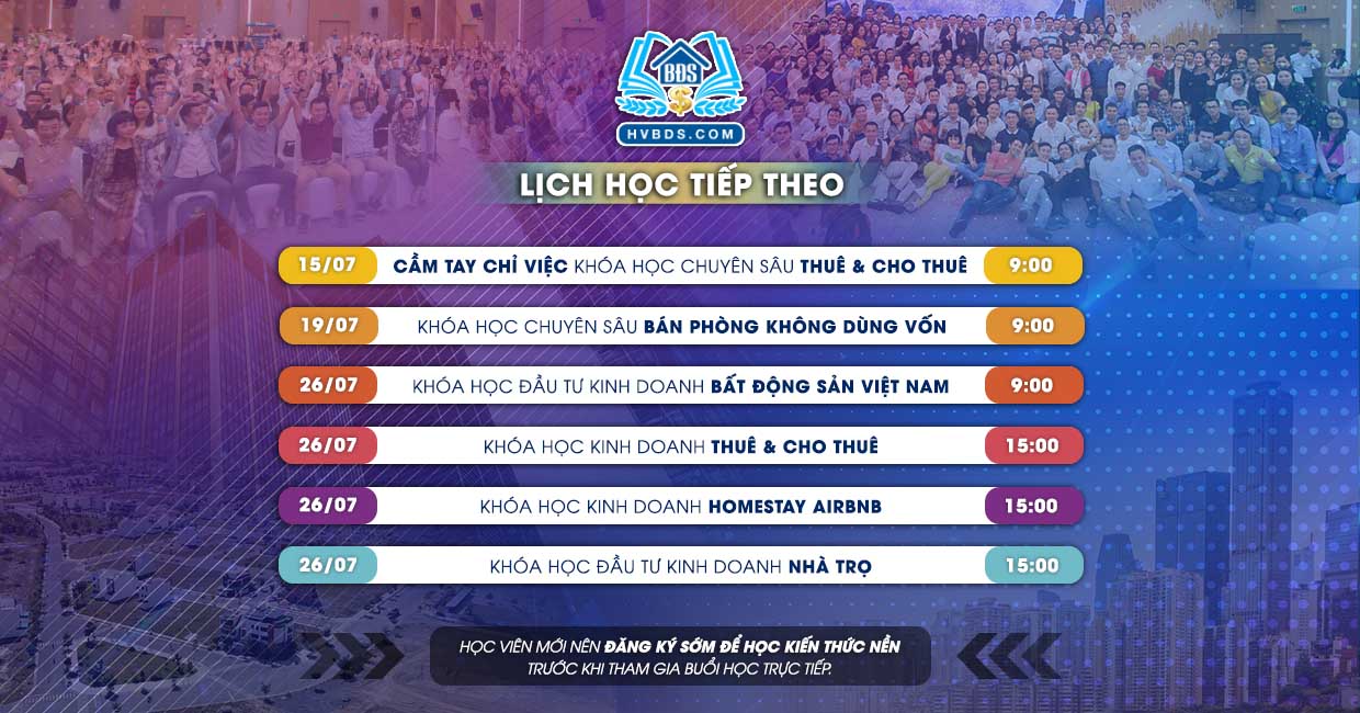 LỊCH CÁC KHÓA HỌC - HVBDS